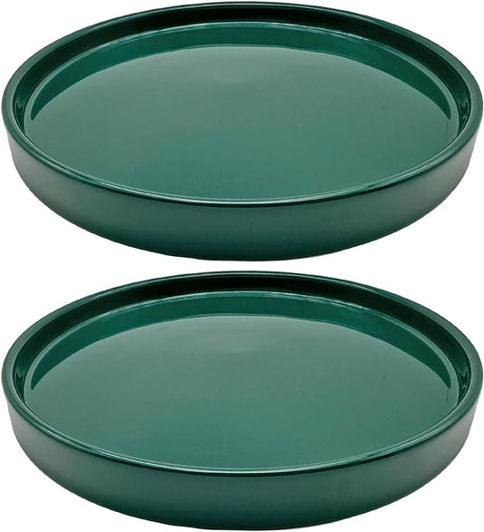 Yukfona Ceramic Plant Saucer Tray 2 Pcs 6.4 Inch Green, 6.4" OD x6.02 ID x0.9 Deep| Fits Flower pots Bottom≤ 6.02", Heavy Duty Glazed Round Planter Drip with Catch Basin for Indoor Outdoor Plants