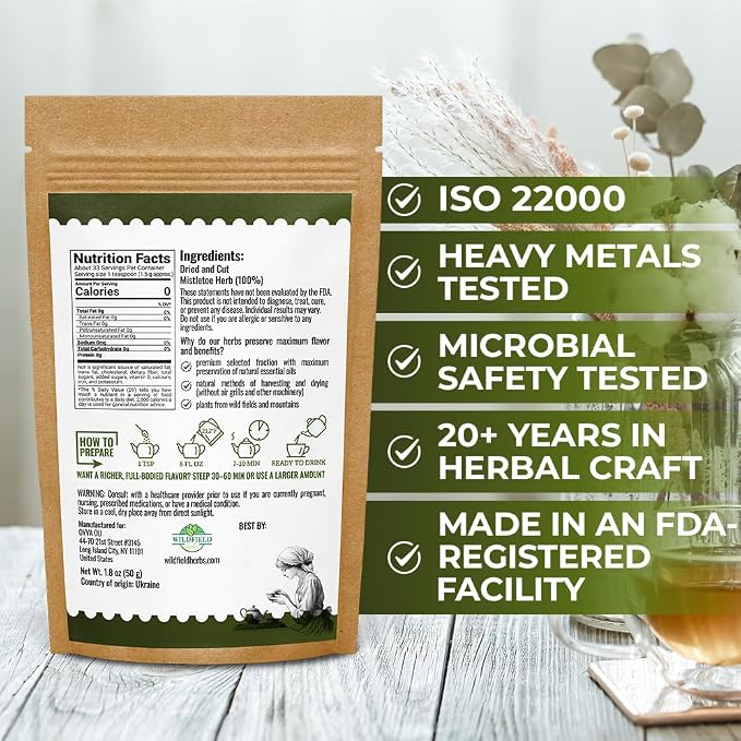 1.8 oz. Dried Mistletoe Herb Tea Goat'S (Viscum) - 50g Mistletoe Herb Herbal Tea Muerdago