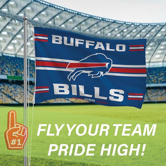 NFL 3 x 5 Outdoor Durable Flag with Grommets | Heavy Duty Flag & Banner for Outdoor Garden Patio Decoration | Indoor Wall Decor Flag for Room | Works with Flag Poles for Outside House (Buffalo Bills-Vintage)