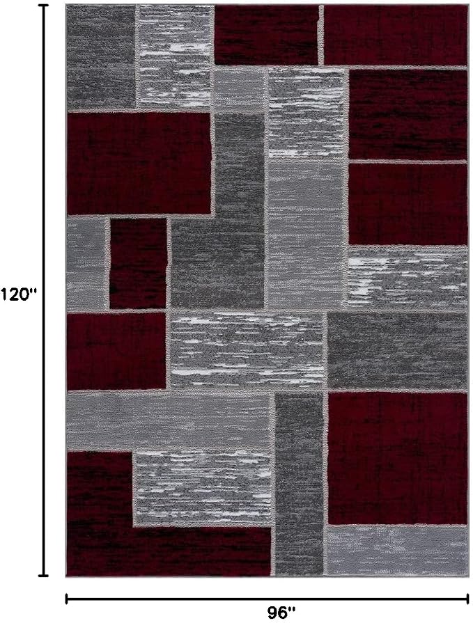 L'Baiet Verena Geometric Area Rug Red Grey 8' x 10' Large Area Rugs Carpet for Living Room, Bedroom, Dining Table, Office, Hallway, Foyer | Neutral Colorful Modern Abstract Home Decor
