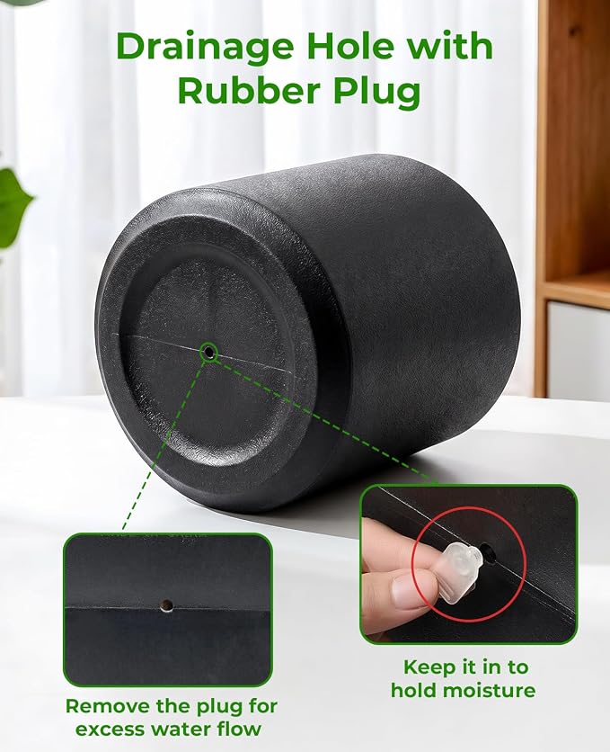 homenote Flower Pots 13.2/10.5/8.5 Inch,Large Plant Pots Indoor with Drainage,Plastic Pots for Plants,Garden Pots for Outdoor,Large Planters for Indoor Plants,Big Plastic Planter,Black(3 Pcs)
