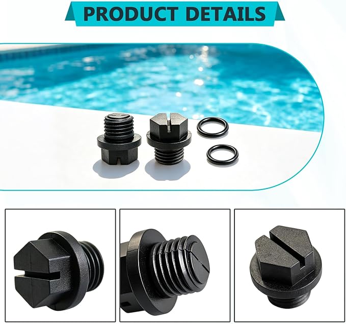 SPX1700FG Pool Pump Drain Plug Gasket Replacement 4-Pack | Fits Hayward SPX1700FG, MaxFlo & Select Power-Flo. Includes 4 Plugs & Seals for Pool Maintenance.