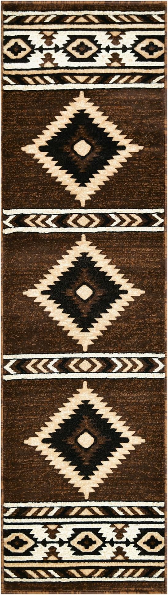 YHSF Southwestern Area Rug - Anti Static & Washable - Mocha, 2 ft x 7 ft | Soft Native American Tribal Floor Rugs for Living Room, Bedroom, Hallways, and More - Easy-to-Clean Home Decors
