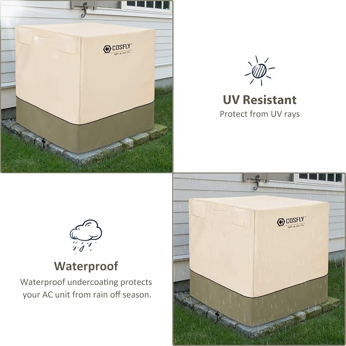 COSFLY AC Cover for Outside Units, Air Conditioner Cover 40 x 40 x 48 Inch | Heavy Duty, Waterproof 600D Oxford, Windproof, Tear Resistant, Anti-snow, Air Vent Prevent Condensation, Easy Install, Square