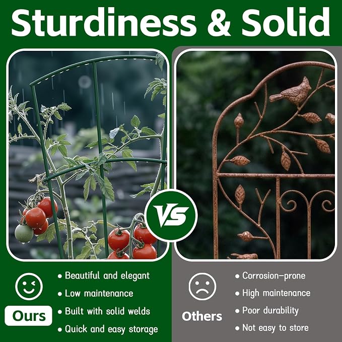 Thealyn 4 Pack 56" Metal Plant Trellis for Pots & Garden Beds, Rustproof Support for Indoor Outdoor Climbing Plants, Vines, Flowers, Fan Shaped, Green