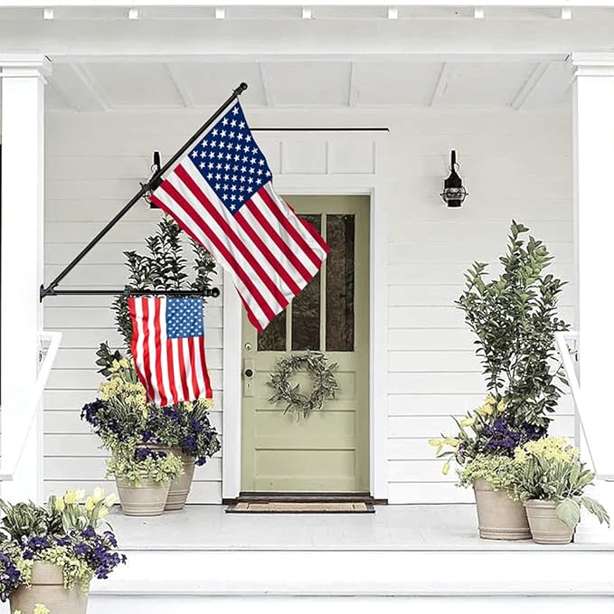 ZMTECH Flag Pole - Upgraded Bracket, 6 FT Stainless Steel Flag Poles for Outside House, Residential or Commerical, Tangle Free Flag Pole Kit for American Flag (Without Flag, Black)