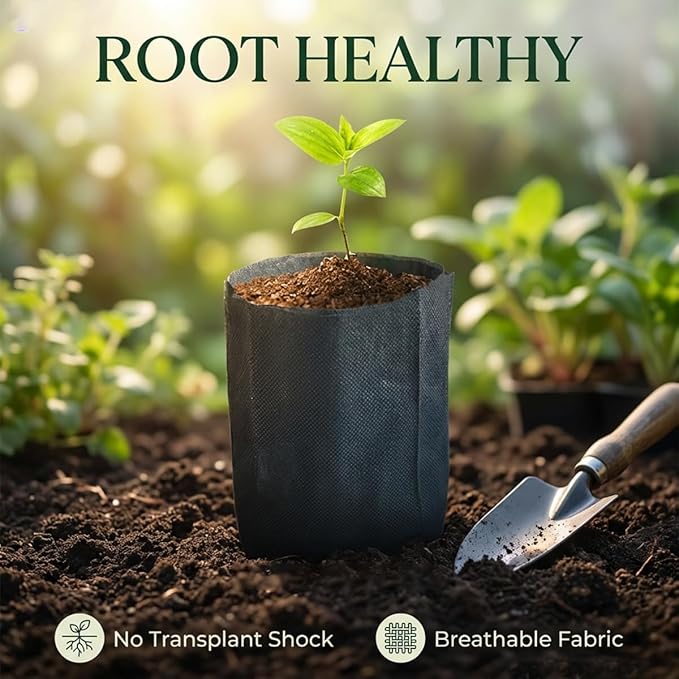 gardtree 1/8 Gallon 200PCS 5.5×6.3 Inch Breathable Plant Grow Bags - Non-Woven Plant Seedling Pots for Seed Starting, Indoor/Outdoor Vegetables, Herbs, Flower | Easy Transplant, Space Saving, Black