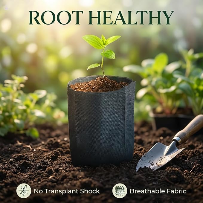 gardtree 3/8 Gallon 400PCS 7×7.8 Inch Breathable Plant Grow Bags - Non-Woven Plant Seedling Pots for Seed Starting, Indoor/Outdoor Vegetables, Herbs, Flower | Easy Transplant, Space Saving, Black