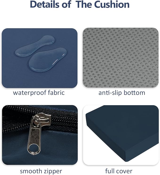 32x16x2 Outdoor Bench Cushion, Strengthen Waterproof Seat Cushions, High-Density Bench Pad with Anti-Slip Bottom, Outdoor Cushion for Patio Garden Swing Furniture - Midnight Blue