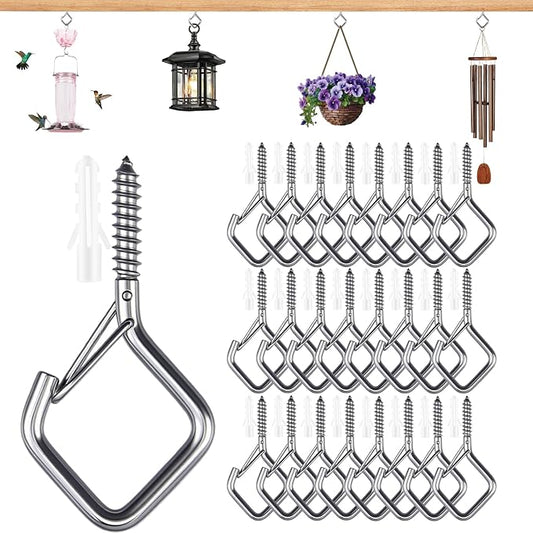 25 PCS 304 Stainless Steel Eye Screw Hooks for Hanging Heavy Duty.Ceiling Hooks for Hanging Plants,Cup,Wind Chime,Bird Feeders, String Lights at Indoor&Outdoor