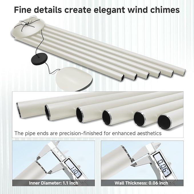 66" Extra Large Wind Chimes for Outside Deep Tone,6 Thick and Bold Aluminum Tubes Tuned Relaxing Melody Wind Chime,Big Wind Chimes for Garden Patio Decor,Great Gift Idea for Mother's Day (Milky White)