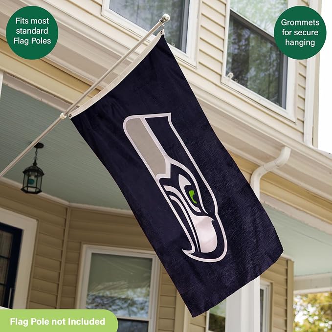 Team Sports America NFL Seattle Seahawks 3 x 5 Outdoor Durable Flag with Grommets | Heavy Duty Flag & Banner for Outdoor Garden Patio | Indoor Wall Decor Flag | Works with Flag Poles for House