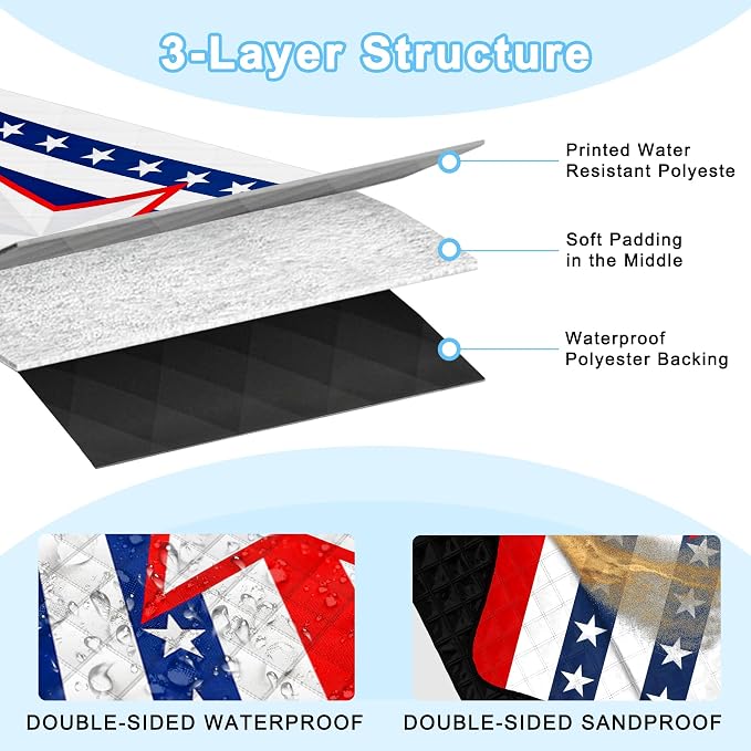 Poedist Extra Large Picnic Blanket Waterproof,80"x 80"Foldable Machine Washable Beach Blanket,Outdoor Blanket for 6-8 Adults, for Indoor Crawling,Park Beach,Camping,Hiking,Family Travel(Patriotism)
