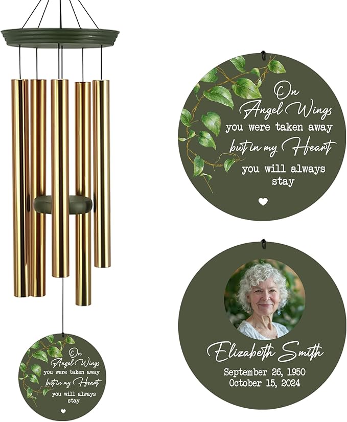 ASTARIN Customized Wind Chimes Memorial, Sympathy Gifts for Loss of Mom Dad Son, Grief Gifts for Women, Condolences Wind Chime Gift Idea, Wooden Windchime Deep Tone(Made in Texas)