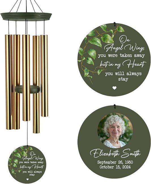 ASTARIN Customized Wind Chimes Memorial, Sympathy Gifts for Loss of Mom Dad Son, Grief Gifts for Women, Condolences Wind Chime Gift Idea, Wooden Windchime Deep Tone(Made in Texas)