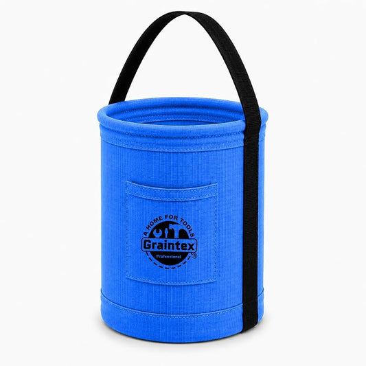 Graintex Canvas Utility Bucket 9.5"x14", Round Tool Bucket, Reinforced Base & Carry Handle, Ripstop Canvas, Ideal Multi-Purpose Bag for Jobsite, Gardening, Home Use, Tool Storage - Royal Blue