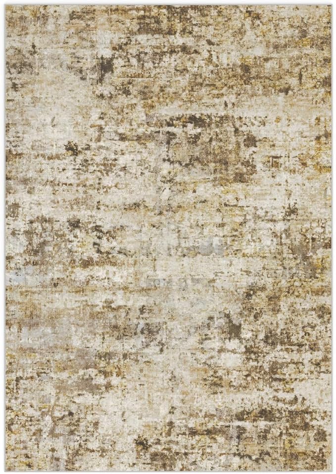 Abstract Area Rug 3x5 Ft Washable Rugs for Entryway Indoor | Brown Non Slip Kitchen Rug Printed Faux Wool Throw Rugs, Neutral Modern Indoor Mat for Entrance Bedroom Office Home Decor