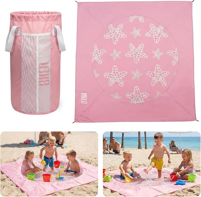 2-in-1 Kids Beach & Pool Play Mat, Portable Paddling or Picnic Blanket | Soft, Waterproof, Large 6.5 ft Surface, Folds to Carry Bag, Perfect for Beach Days, Parks, Picnics & Outdoor Backyard Play