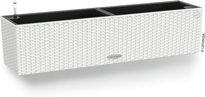 Lechuza BALCONERA Cottage 80 White, Self-Watering Window Box (Railing Planter), H7.5 L31.5 W7.5 in