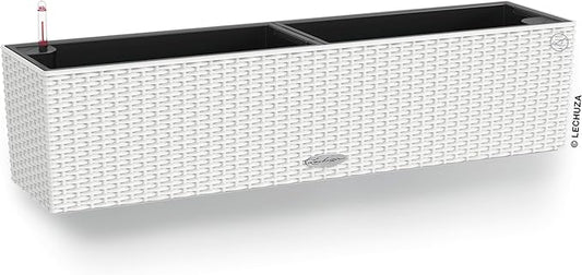 Lechuza BALCONERA Cottage 80 White, Self-Watering Window Box (Railing Planter), H7.5 L31.5 W7.5 in