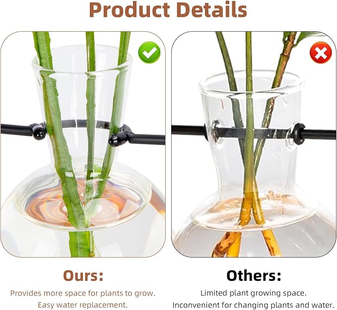 Plant Propagation Station with Acacia Wood Stand and 4 Glass Vases | Propagation Vases for Plants，Plant Stand Indoor，Birthday Gifts for Women,Gifts for Plant Lovers，Home & Garden Decor