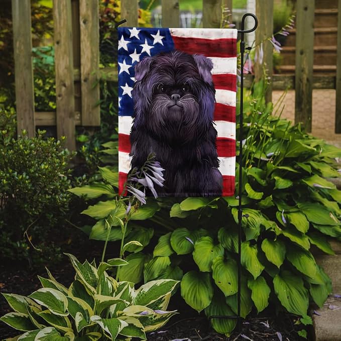 Caroline's Treasures CK6382GF Affenpinscher American Flag Garden Flag Mailbox Flag Decorative Yard Flag Banner Outside Patio Artwork Yard Flower Beds, Garden Size, Multicolor
