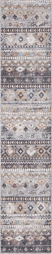 Unique Loom Eco Southwestern Collection Area Rug - Tubac (Runner 2' 7" x 12' 0", Khaki Gray/Black)