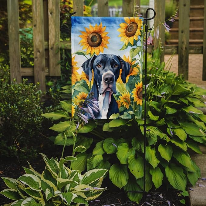 Caroline's Treasures DAC6091GF Great Dane in Sunflowers Garden Flag Mailbox Flag Decorative Yard Flag Banner Outside Patio Artwork Yard Flower Beds, Garden Size, Multicolor