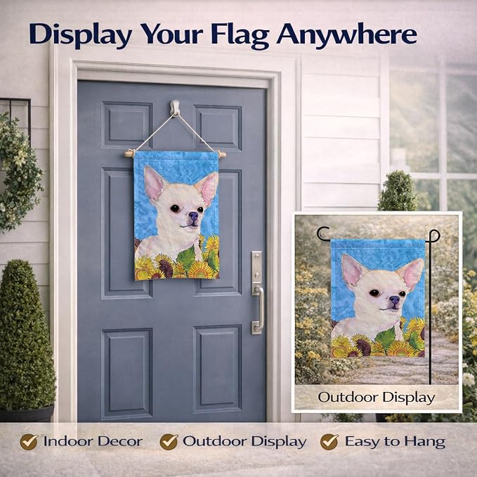 Caroline's Treasures SS4241GF Chihuahua in Summer Flowers Garden Flag Mailbox Flag Decorative Yard Flag Banner Outside Patio Artwork Yard Flower Beds, Garden Size, Multicolor