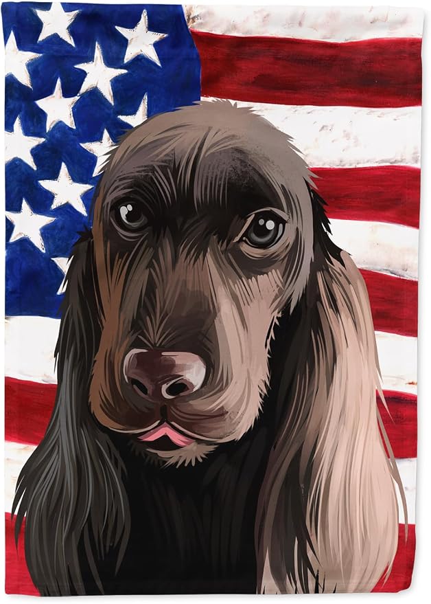 Caroline's Treasures CK6521GF Field Spaniel Dog American Flag Garden Flag Mailbox Flag Decorative Yard Flag Banner Outside Patio Artwork Yard Flower Beds, Garden Size, Multicolor