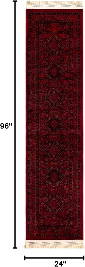 Unique Loom Tekke Collection Area Rug - Sheibani (2' x 8' Runner Red/Black)