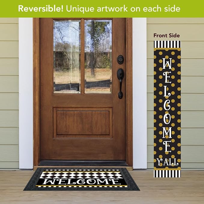 Briarwood Lane Everyday Double Sided Reversible Pine Porch Leaner 47x9.5 Checkerboard Porch Leaner
