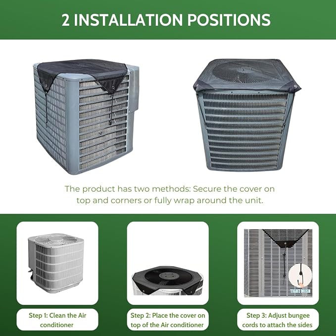 Universal Air Conditioner Cover 36x36, Central AC Unit Screen, Outdoor Heat Pump Protector & Leaf Guard Mesh for Round Compressor