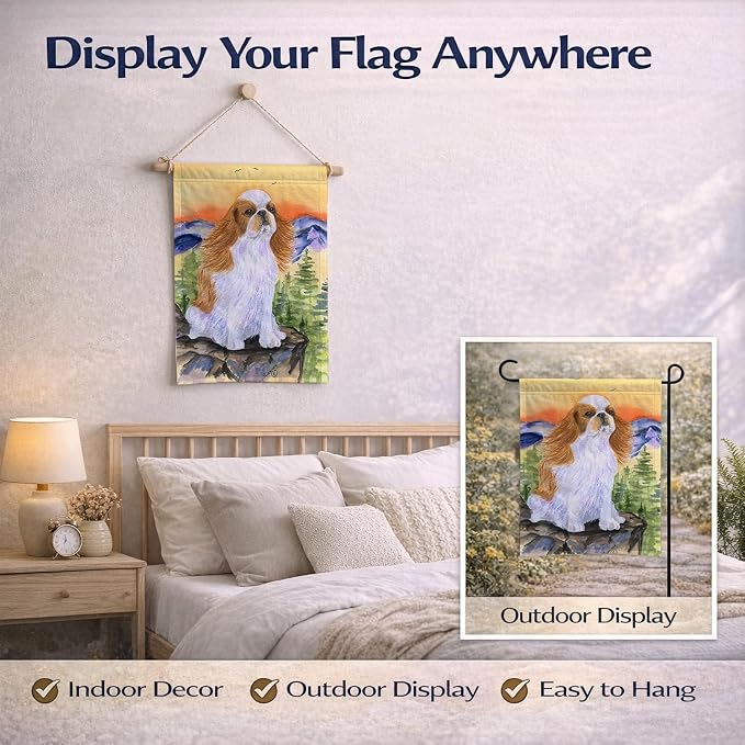 Caroline's Treasures SS8311GF English Toy Spaniel Garden Flag Mailbox Flag Decorative Yard Flag Banner Outside Patio Artwork Yard Flower Beds, Garden Size, Multicolor