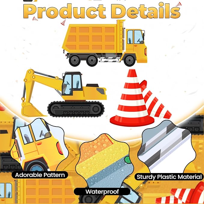Large Construction Birthday Yard Signs with Stakes Excavator Dump Truck Traffic Cone Birthday Party Supplies Construction Theme Photo Booth Props for Home Outside Garden Lawn Birthday Decorations