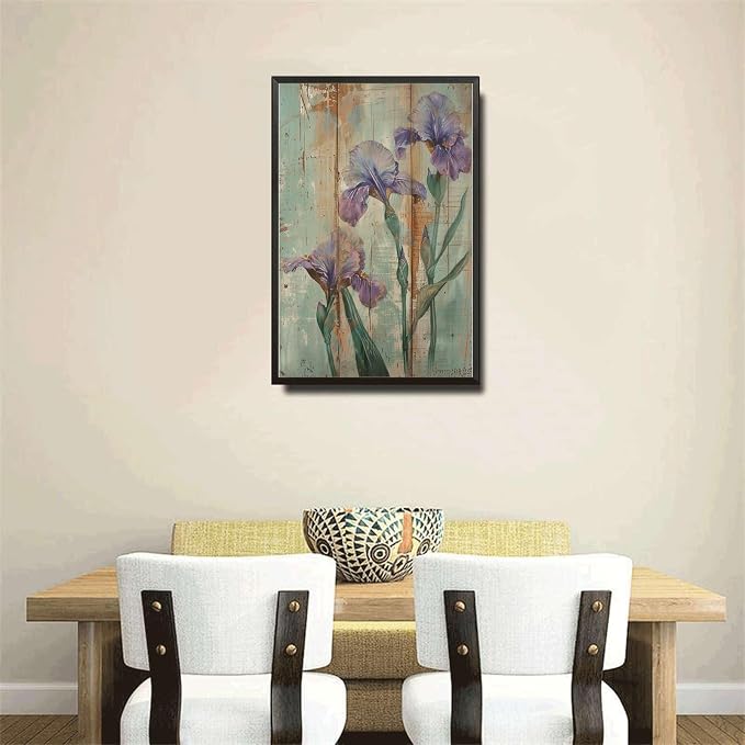 Metal Sign Tin Sign Vintage Wall Art Antique Nature's Love Irises Tin Sign for Shabby Chic Gardens Delicate Forms and Corrosion Resist Tin Sig for Bar 6×8 Inches with Metal Frame