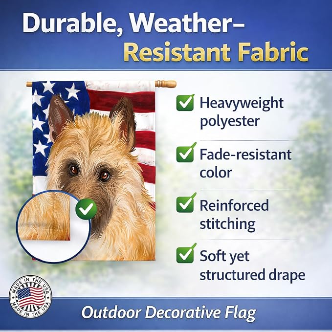 Caroline's Treasures CK6427CHF Belgian Laekenois American Flag House Flag Large Porch Sleeve Pole Decorative Outside Yard Banner Artwork Wall Hanging, Polyester, House Size, Multicolor