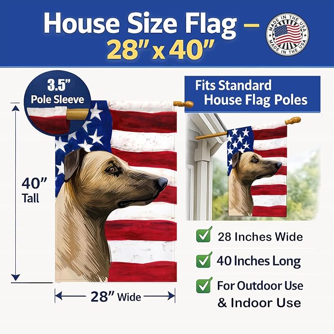 Caroline's Treasures CK6609CHF Magyar agar American Flag House Flag Large Porch Sleeve Pole Decorative Outside Yard Banner Artwork Wall Hanging, Polyester, House Size, Multicolor