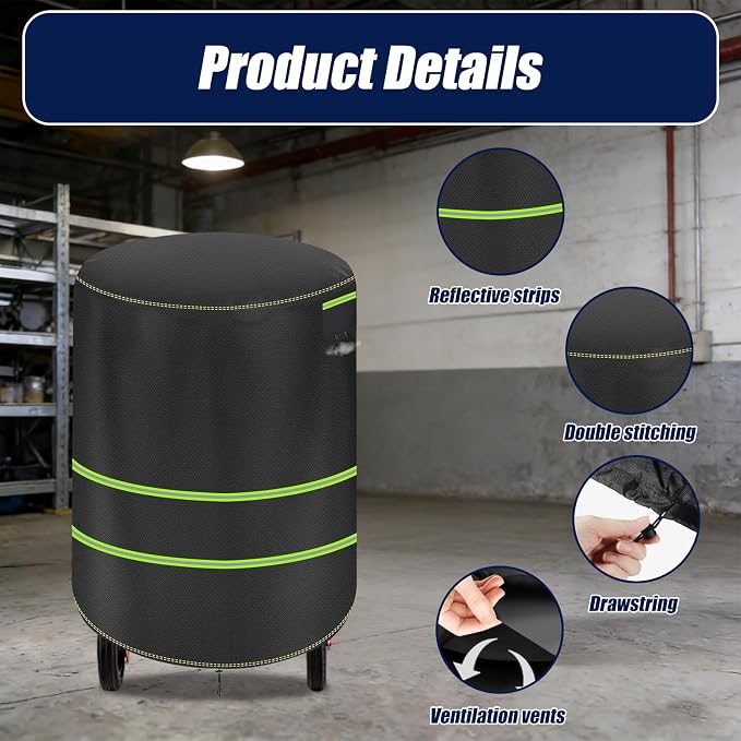 Upright Air Compressor Cover, 600D Heavy Duty Waterproof Air Compressor Cover, Suitable for 20-30 Gallon Vertical Air Compressors and Other Air Compressor Covers of the Same Size (Black)