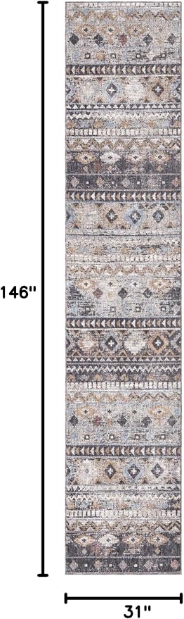 Unique Loom Eco Southwestern Collection Area Rug - Tubac (Runner 2' 7" x 12' 0", Khaki Gray/Black)