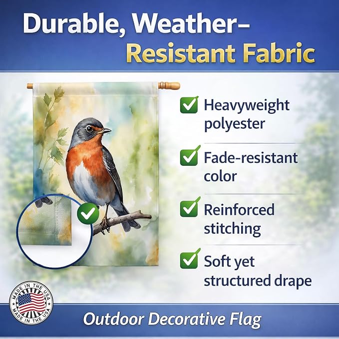 Caroline's Treasures Michigan American Robin House Flag Large Porch Sleeve Pole Decorative Outside Yard Banner Artwork Wall Hanging, Polyester, House Size, Multicolor