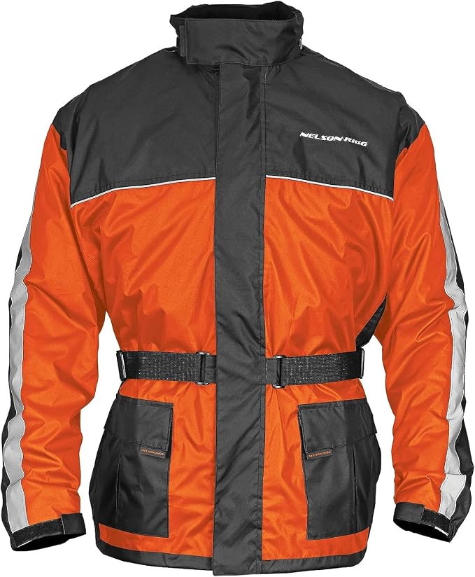 Nelson Rigg Solo Storm Rain Jacket, Waterproof, Breathable, and Packable (Orange/Black, 4X-Large)