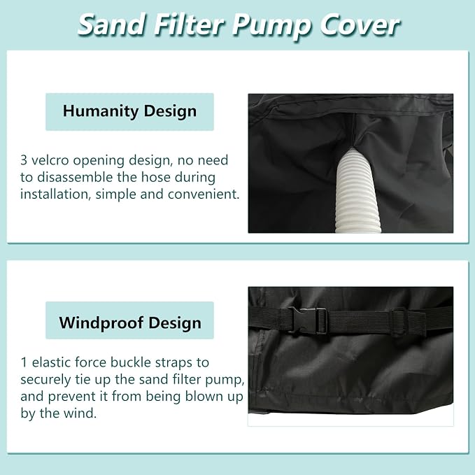 okcool Outdoor Sand Filter Pump Winter Cover,Black | Heavy Duty Waterproof UV Resistant Dust Cover Universal for Most Pool Sand Filter Equipment
