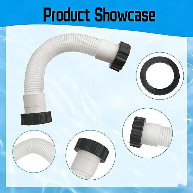 Intex 16-Inch Pool Pump Hose, 1.5-Inch Diameter, Polyethylene Material, Compatible with Intex Filter Pump and Saltwater System, Suitable for 26371CA, 28647EG, 26371EH, 11535 (2 PCS)