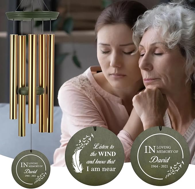 ASTARIN Memorial Angel 36" Wind Chimes, Personalized Name Sympathy Wind Chime, in Memory of Loss Mom Loved One, Large Deep Tone Bereavement Windchimes for Outdoors Outside(Produced in Texas)