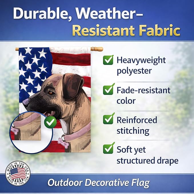 Caroline's Treasures CK6745CHF Treeing Tennessee Brindle American Flag House Flag Large Porch Sleeve Pole Decorative Outside Yard Banner Artwork Wall Hanging, Polyester, House Size, Multicolor