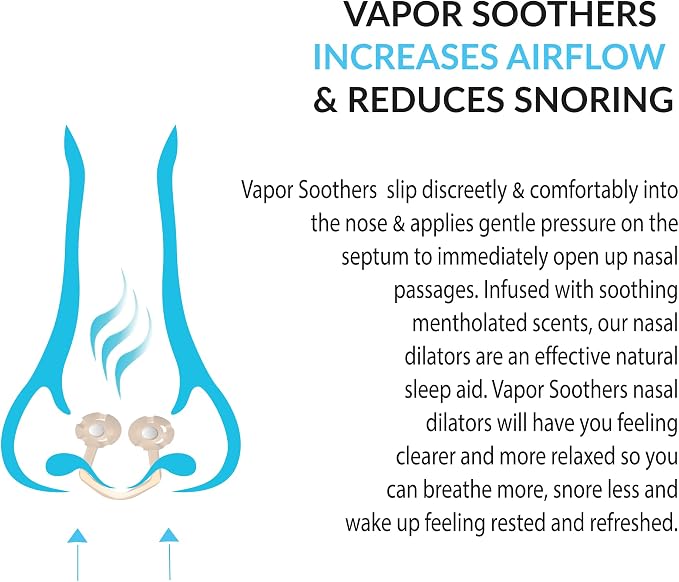 Vapor Soothers Mentholated Nasal Dilators for Breathing, Instant Nasal Congestion Relief, Nose Clips for Snoring, Nasal Dilators for Sleeping, Mentholated Peppermint, 14 Count, Drug-Free