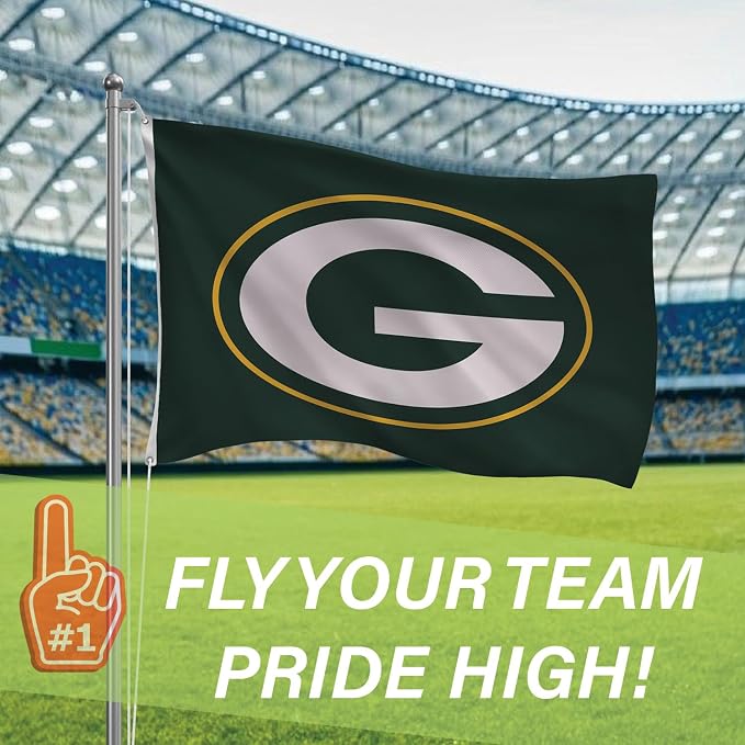 Team Sports America NFL Green Bay Packers 3 x 5 Outdoor Durable Flag with Grommets | Heavy Duty Flag & Banner for Outdoor Garden Patio | Indoor Wall Decor | Works with Flag Poles for House
