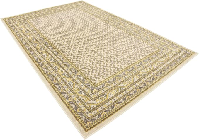 Unique Loom Williamsburg Collection Traditional Border with Dotted Center Area Rug, Rectangular 6' 0" x 9' 0", Beige/Yellow