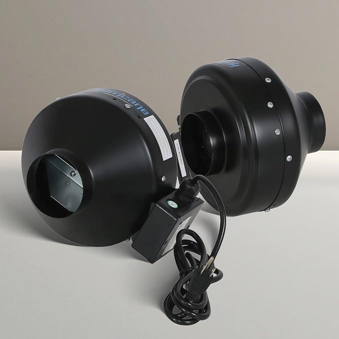 Hurricane Commercial Grade Inline Fan for Phresh and Black Ops Carbon Filters, Ideal-Air Ducting and Clamps and Titan Controls Ventilation Controllers